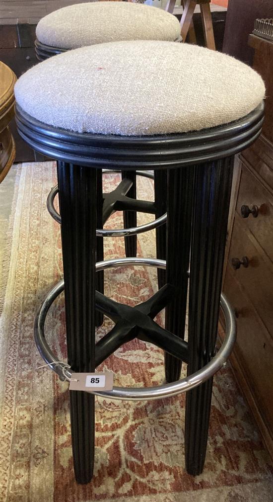 A pair of Art Deco bar stools, height 80cm